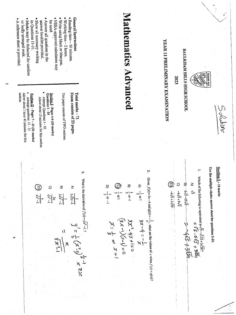 P3 Adv 2023 Solutions | PDF