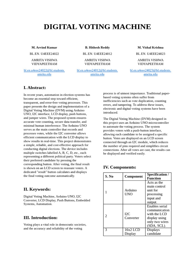 Digital Voting Machine Design Guide | PDF | Arduino | Computer Science