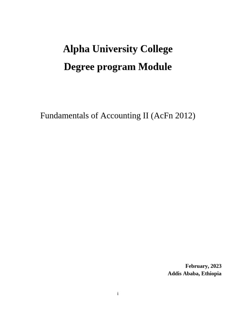 Fundamentals of Accounting II Guide | PDF | Balance Sheet | Business