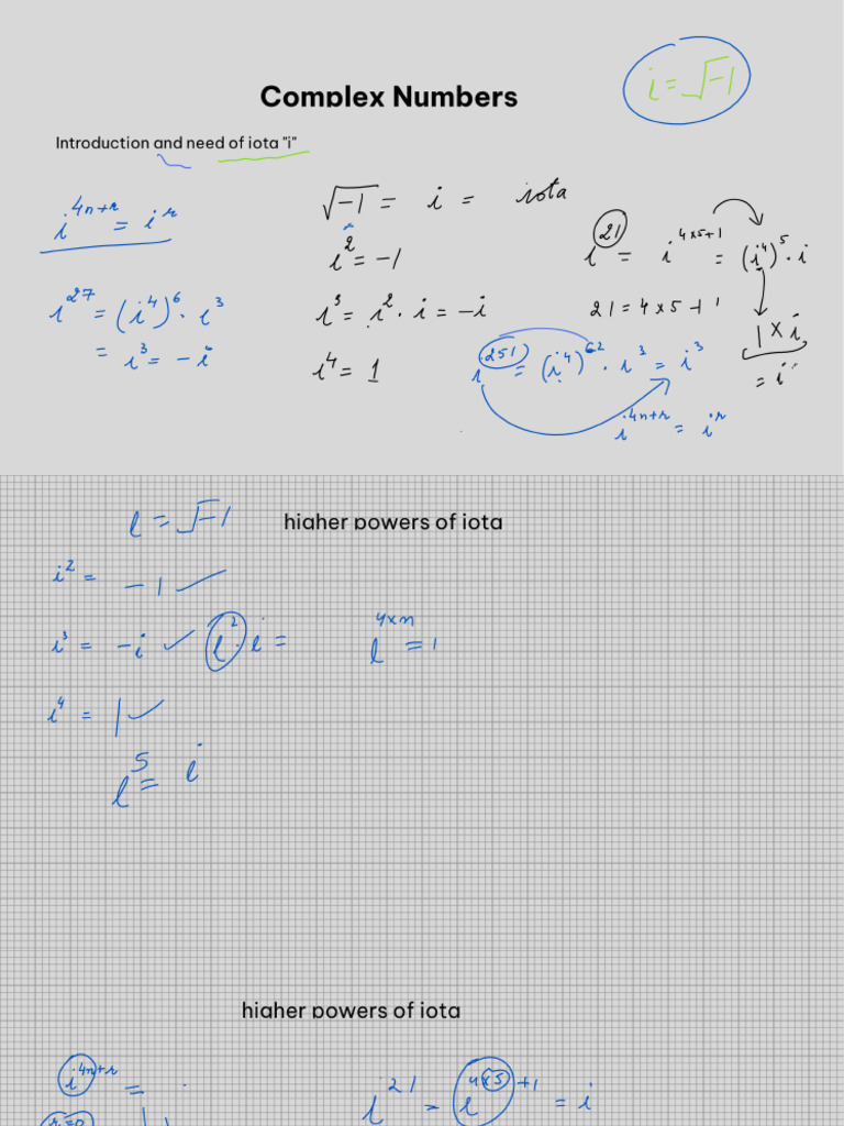 Complex Numbers Class Notes with solved examples and more | PDF