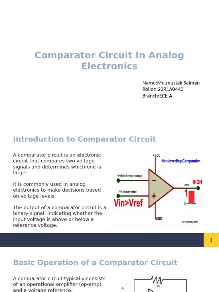 Understanding Comparator Circuits in Electronics | PDF | Operational ...