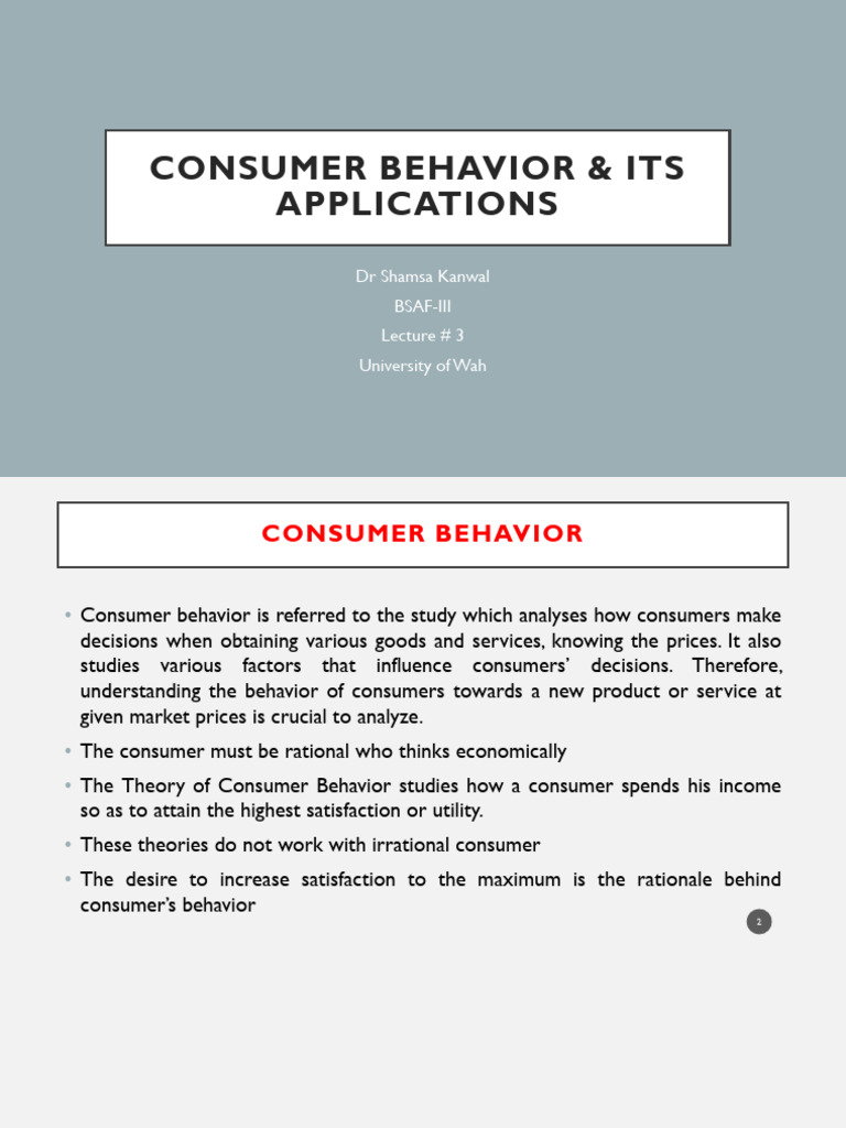 Understanding Consumer Behavior Dynamics | PDF | Utility | Marginal Utility