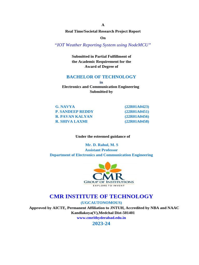 IoT Weather Reporting System Project | PDF | Sensor | Internet Of Things