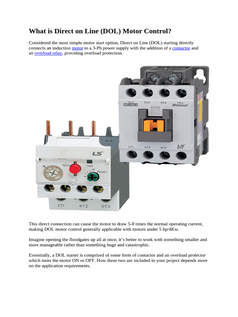 Understanding Direct on Line Motor Control | PDF | Relay | Switch