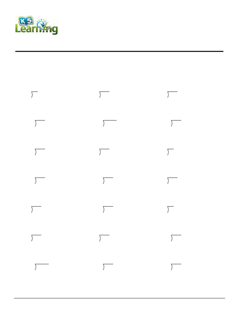 Grade 3 Division Worksheet - Long Division - Basic Division Facts | PDF