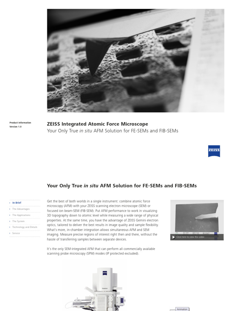 Microscope a Force Atomique Integre ZEISS | PDF | Atomic Force ...