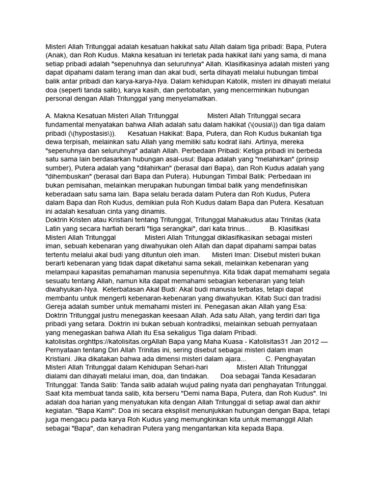 Memahami Misteri Allah Tritunggal | PDF