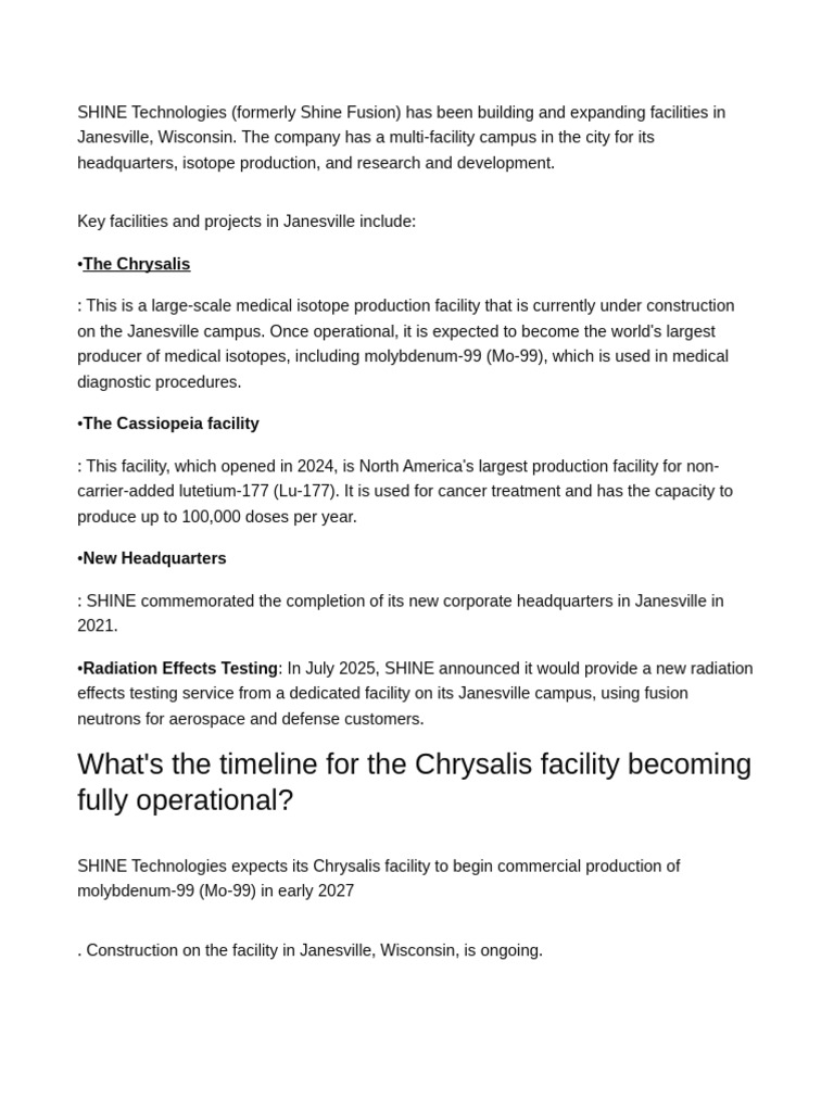 SHINE Technologies' Janesville Expansion | PDF