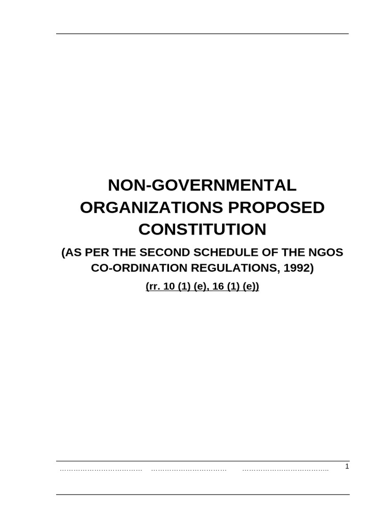 NGO Constitution Template Kenya | PDF | Proxy Voting | Quorum