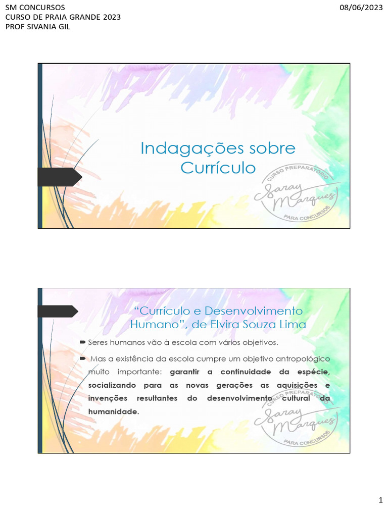 Currículo e Desenvolvimento Humano 2023 | PDF | Pedagogia | Aprendizado