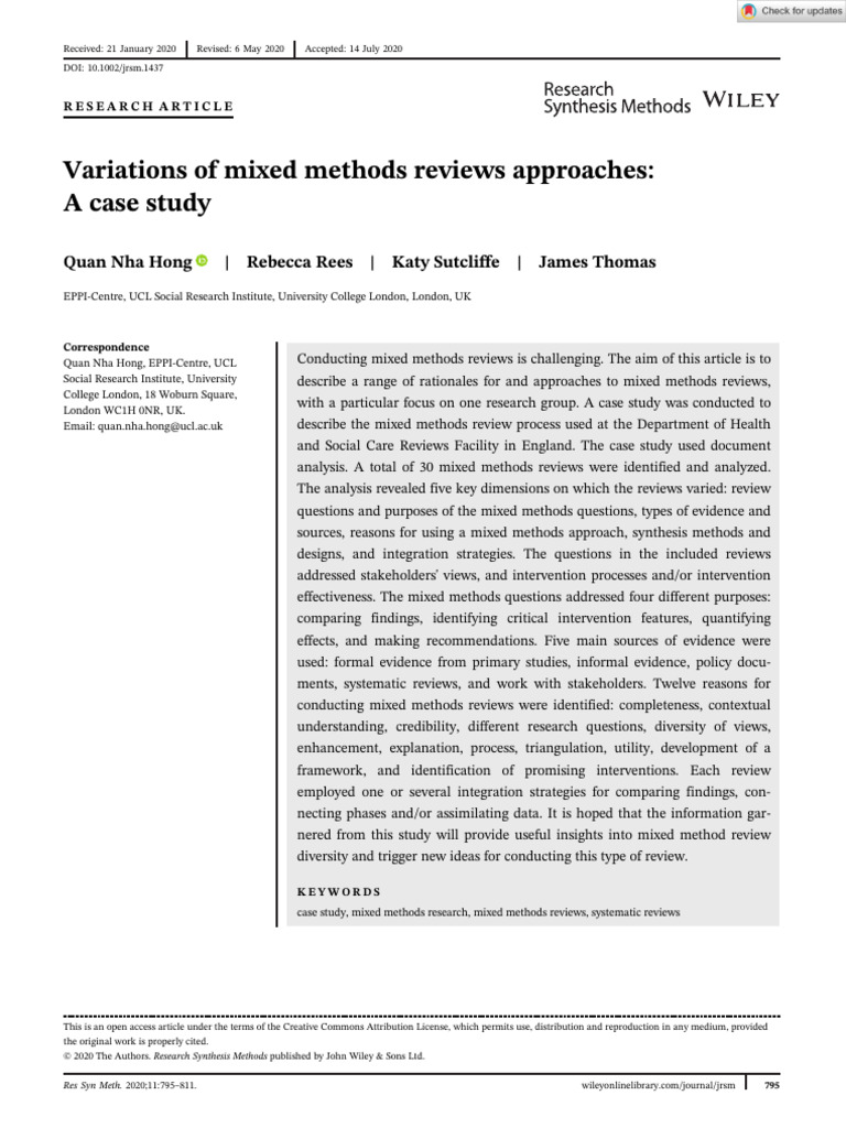 Mixed Methods Reviews: Case Study Insights | PDF | Systematic Review ...