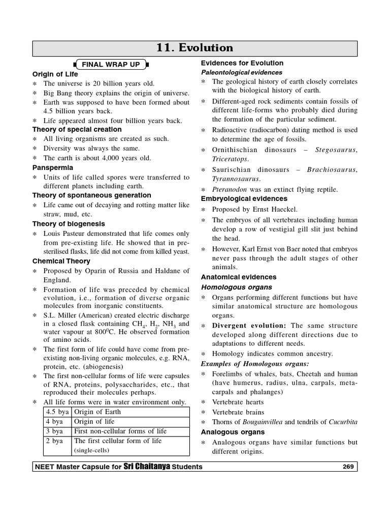 NEET Biology: Evolution Evidence Guide | PDF | Homo | Natural Selection