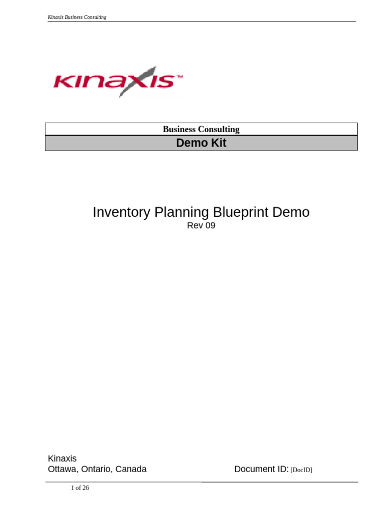 Kinaxis Inventory Planning Demo Kit | PDF | Inventory | Supply Chain