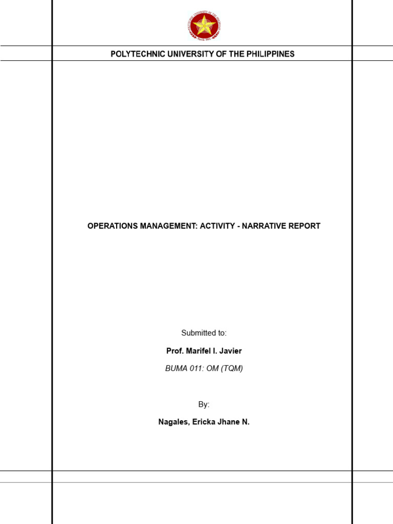 Narrative Report - Activity (Nagales, Ericka Jhane N.) | PDF | Airlines ...