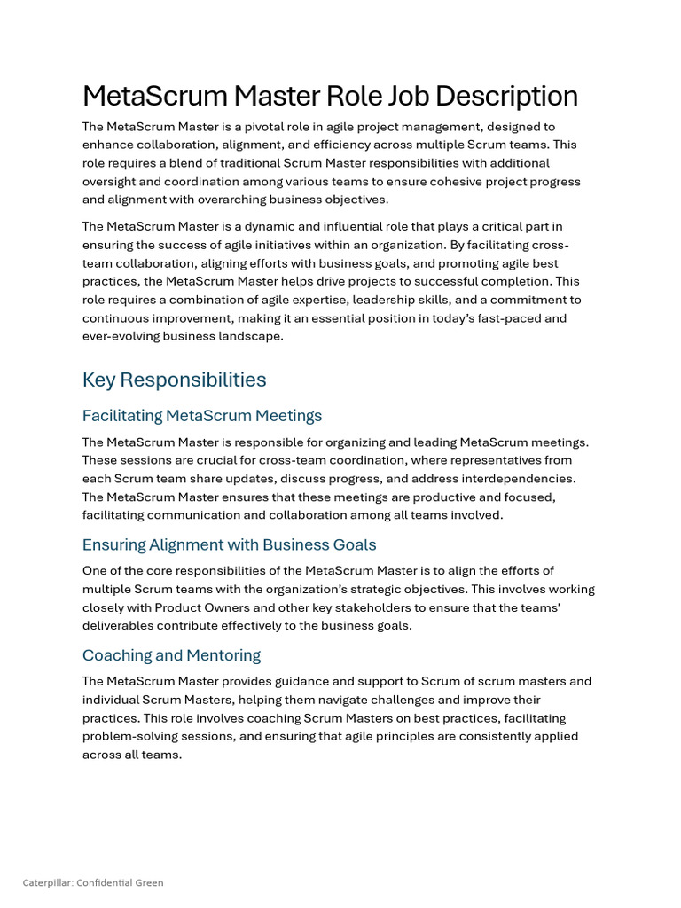 MetaScrum Master Role Overview | PDF | Scrum (Software Development ...