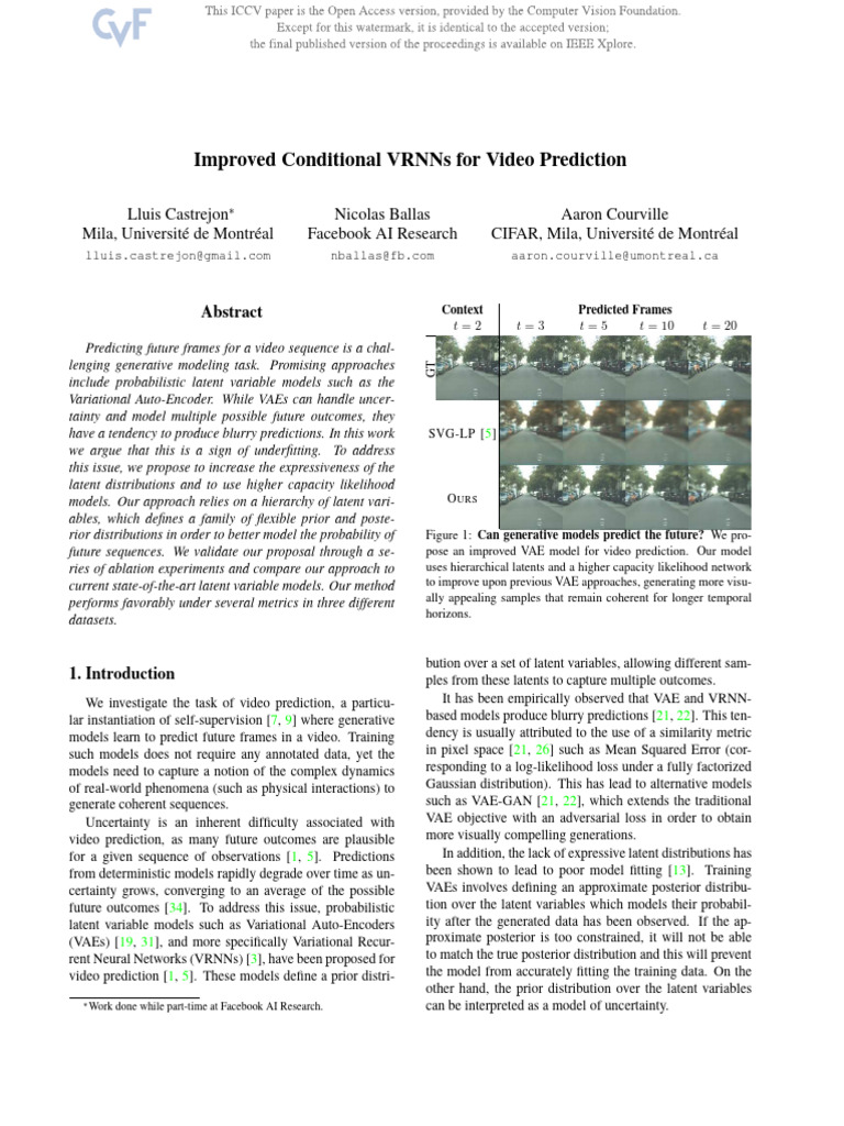 Enhanced VRNNs for Video Prediction | PDF | Machine Learning | Applied ...