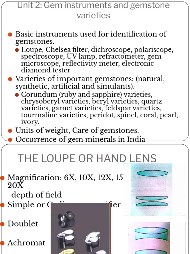 Gem Instruments and Varieties Overview | PDF | Ultraviolet | Gemstone