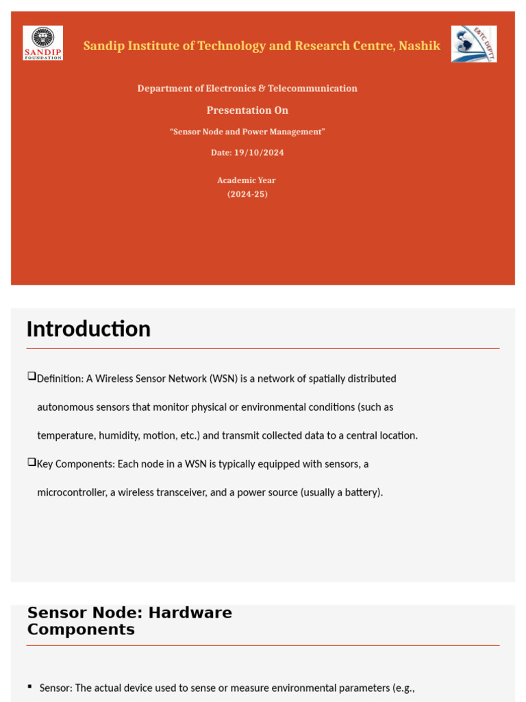Sensor Node and Power Management | PDF
