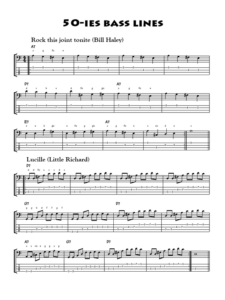 50s Bass Lines for Classic Songs | PDF