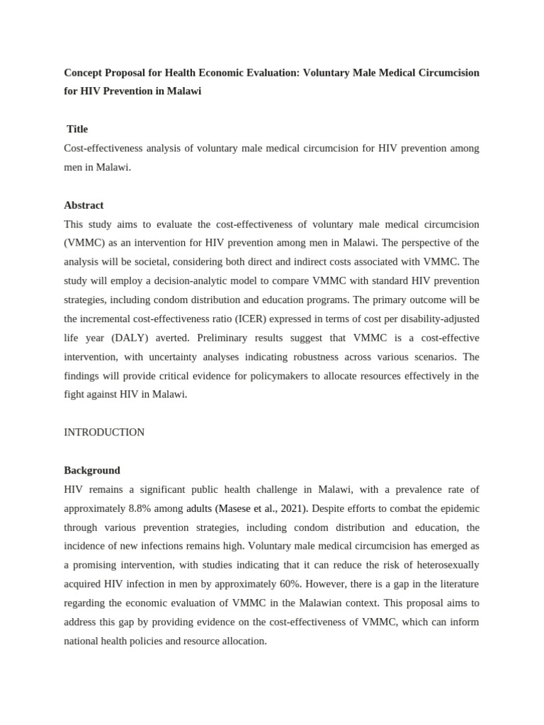 Concept Proposal For Health Economic Evaluatio - FINAL | PDF | Cost ...