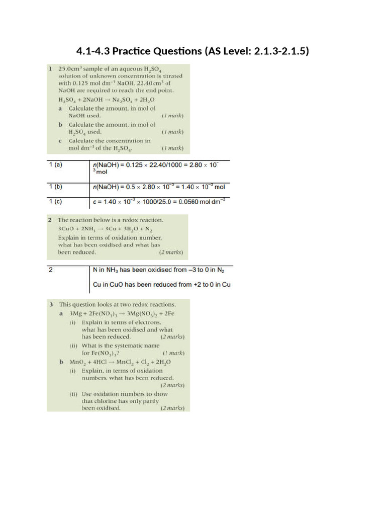 4.1-4.3 Practice Questions | PDF