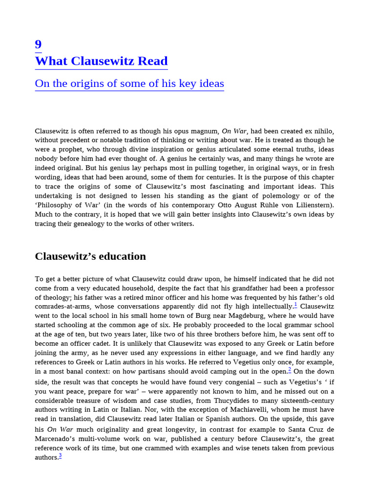 Origins of Clausewitz's Key Ideas | PDF | Carl Von Clausewitz