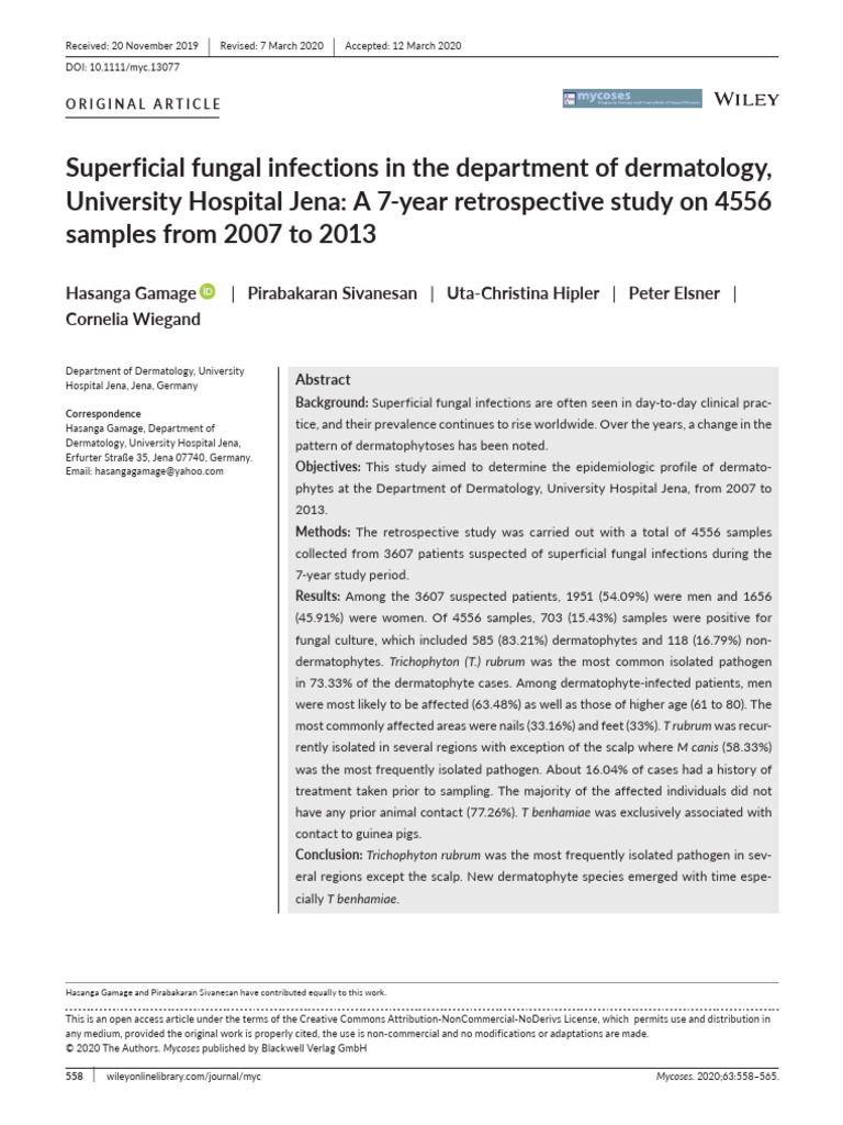 Superficial Fungal Infections in The Department of | PDF | Mycology ...
