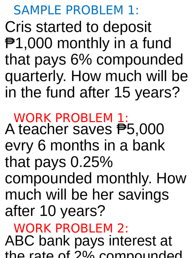 Compound Interest and Annuity Problems | PDF