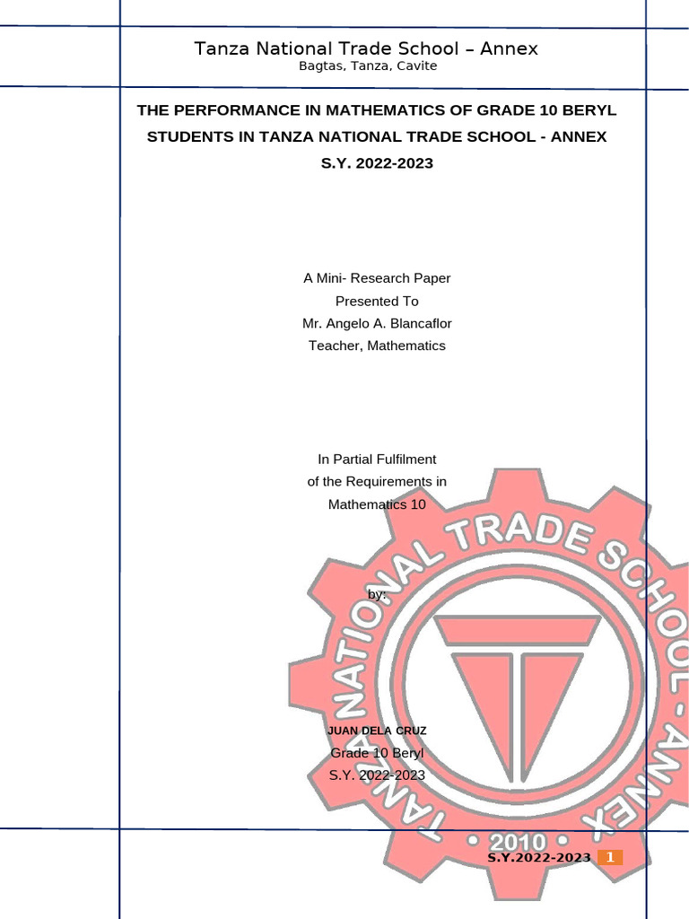 Grade 10 Beryl Math Performance Study | PDF