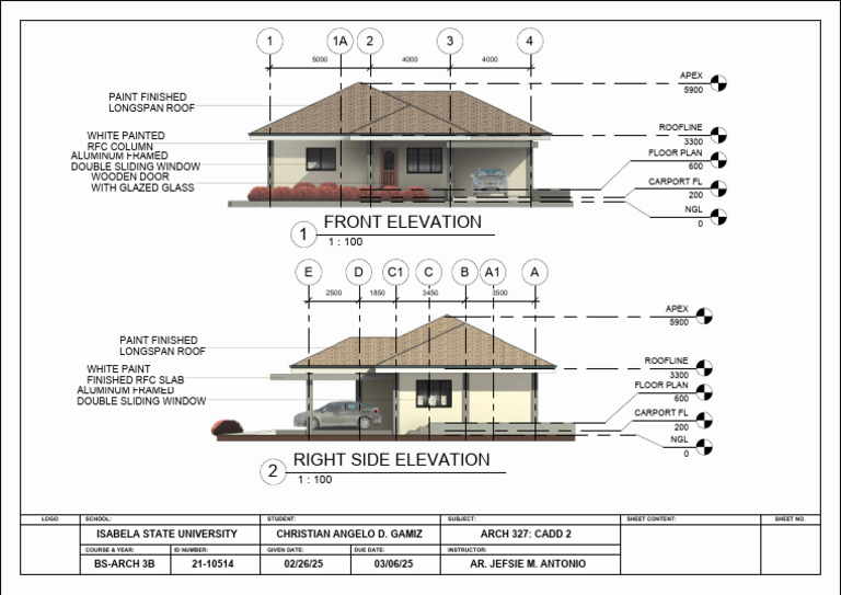 Floor Plan and Elevations for Project | PDF | Window | Architectural Design