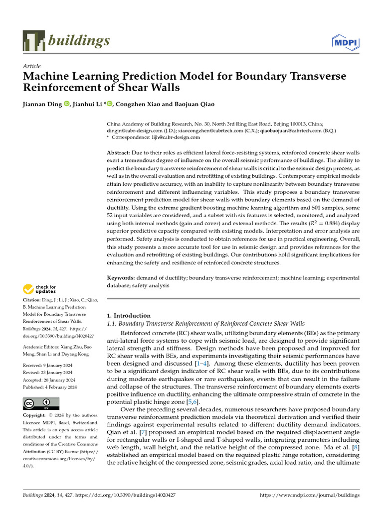 Buildings 14 00427 | PDF | Machine Learning | Prediction