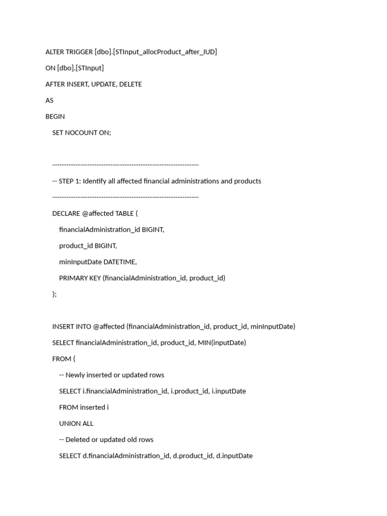 SQL Triggers for STInput and STOutput Management | PDF | Computing ...