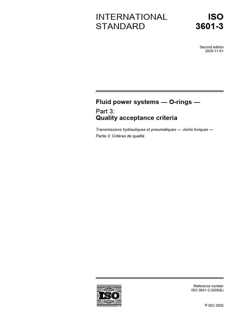 ISO 3601-3: O-Ring Quality Criteria | PDF | International Organization ...