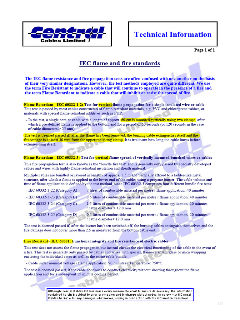 IEC Flame Resistance and Propagation Tests | PDF | Fires | Wire