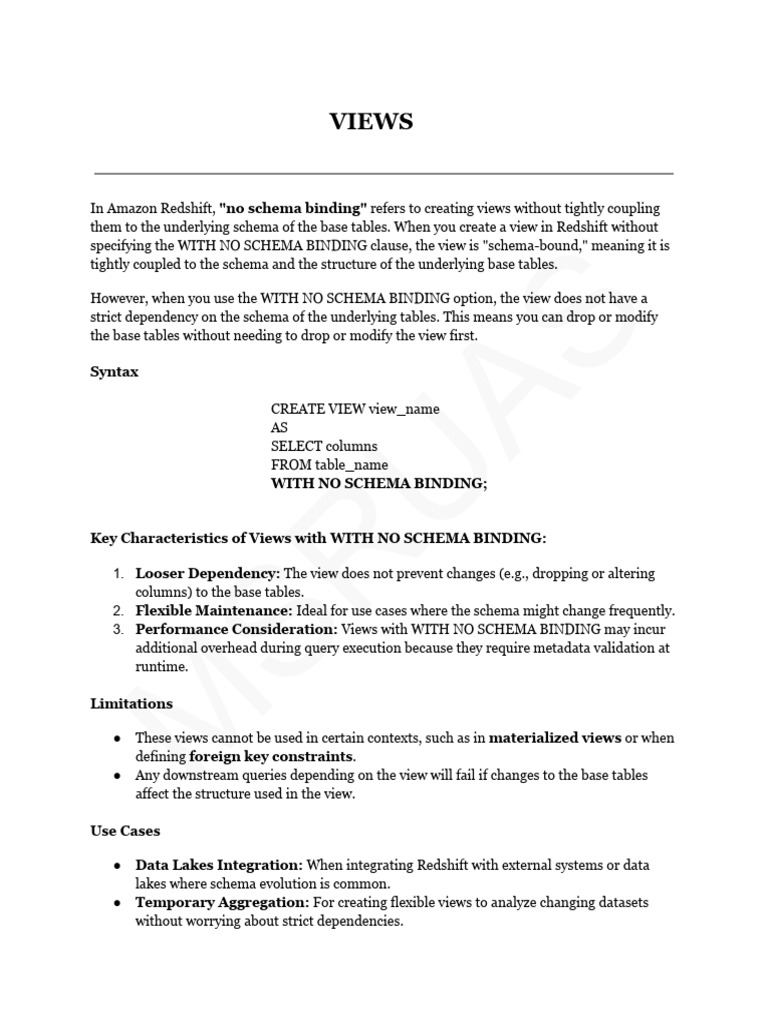 Redshift Materialized Views Overview | PDF | Data | Computer Engineering
