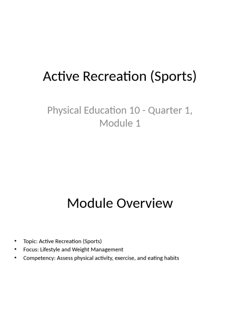 Active Recreation and Weight Management Guide | PDF