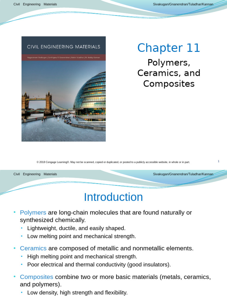 Civil Engineering Materials: Polymers, Ceramics, Composites | PDF ...