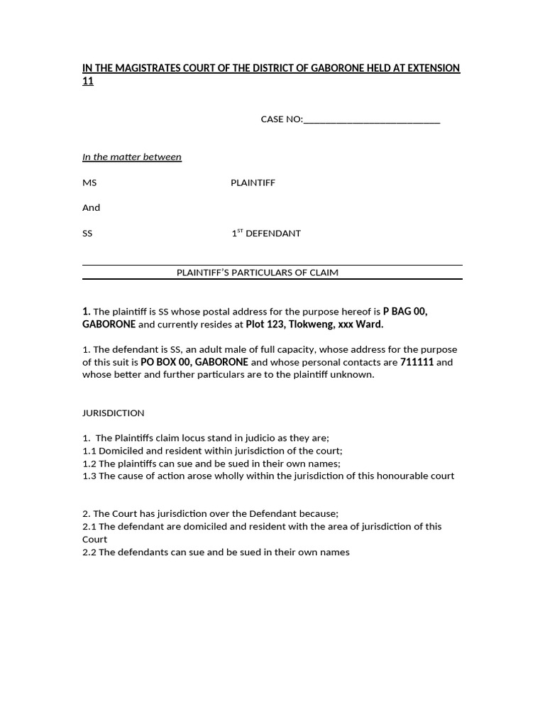 Gaborone Magistrates Court Case Filing | PDF