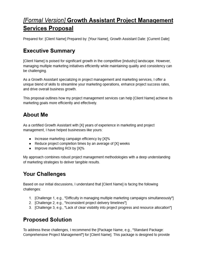 Project Management Services Proposal | PDF | Project Management ...