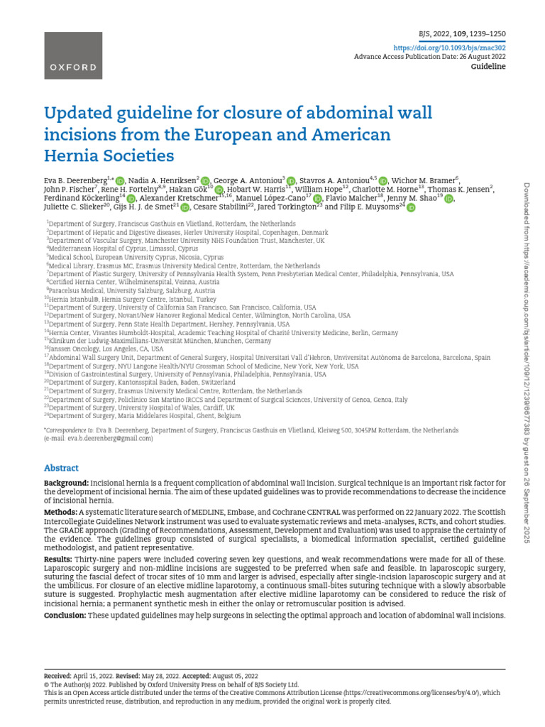 Updated Guidelines for Abdominal Closure | PDF | Surgical Suture ...