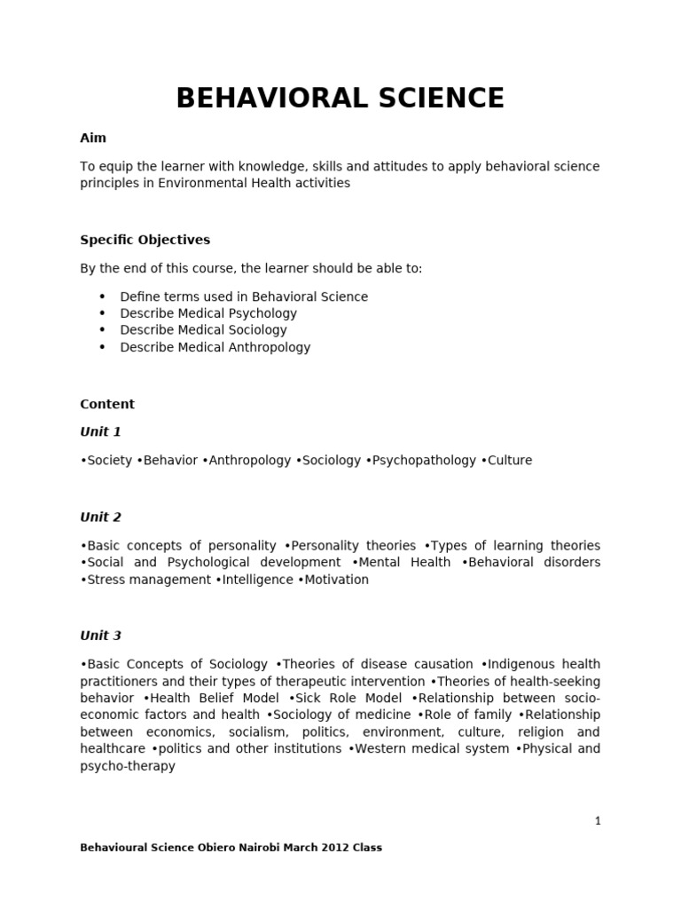 Behavioral Science in Environmental Health | PDF | Psychology | Behavior