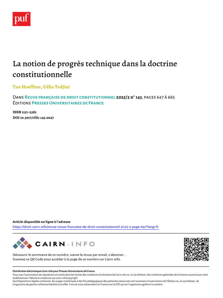 Progrès technique et droit constitutionnel | PDF | Changement ...