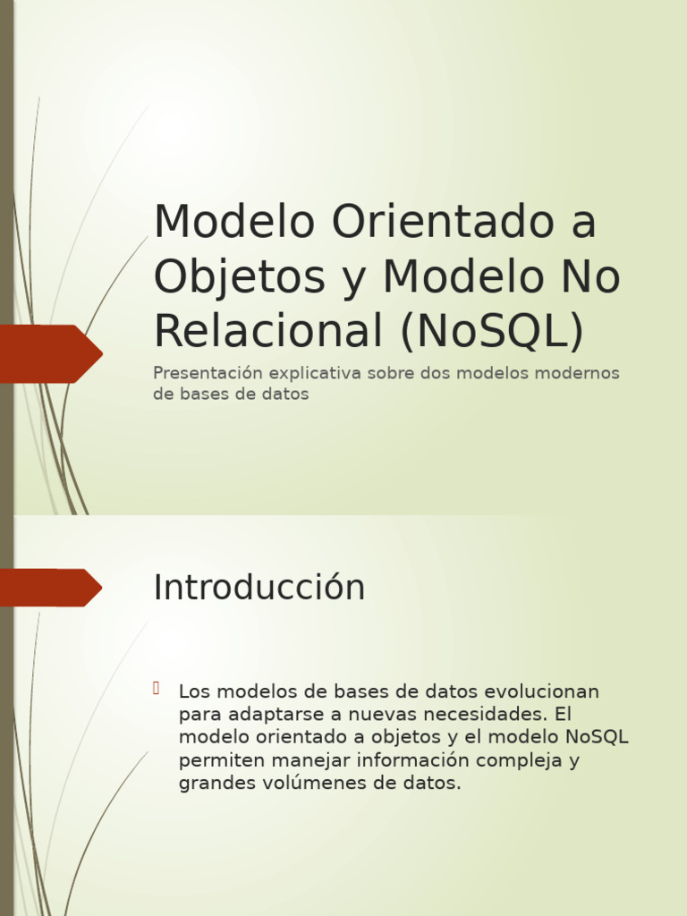 Modelo Orientado y NoSQL Presentacion | PDF