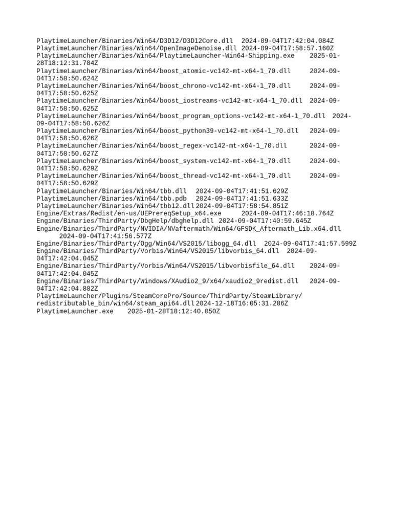 Playtime Launcher Windows Binaries List | PDF