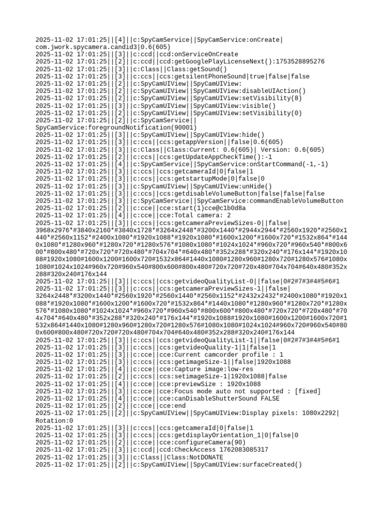 Spy Camera Service Log Analysis | PDF | Imaging | Recording
