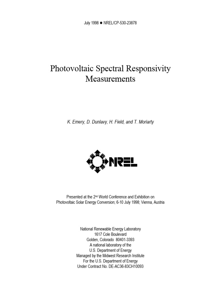 Photovoltaic Spectral Responsivity Analysis | PDF | Photovoltaics ...