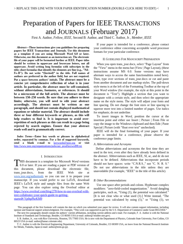 IEEE Paper Preparation Guidelines | PDF