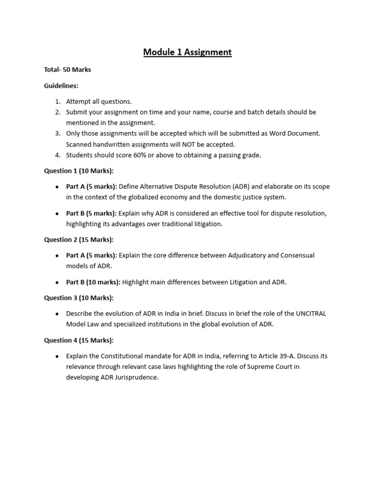 ADR Sep_Module 1 Assignment | PDF