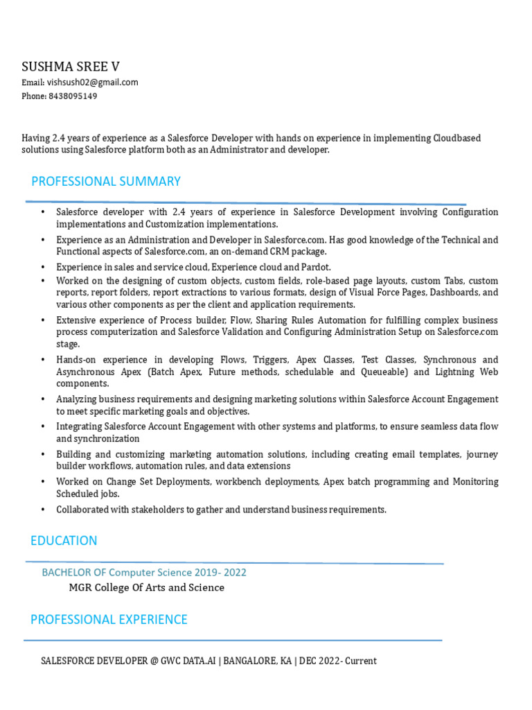 Salesforce Developer Profile Summary | PDF | Cloud Computing | Automation