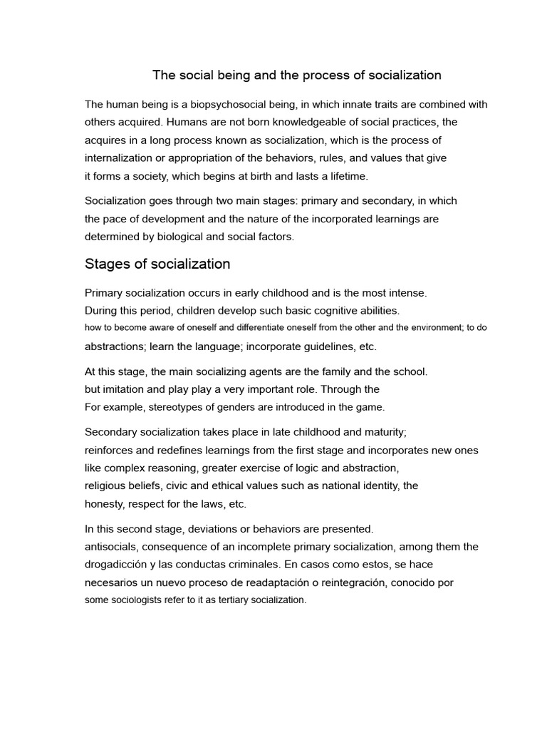 Understanding Socialization Stages | PDF | Socialization | Gender